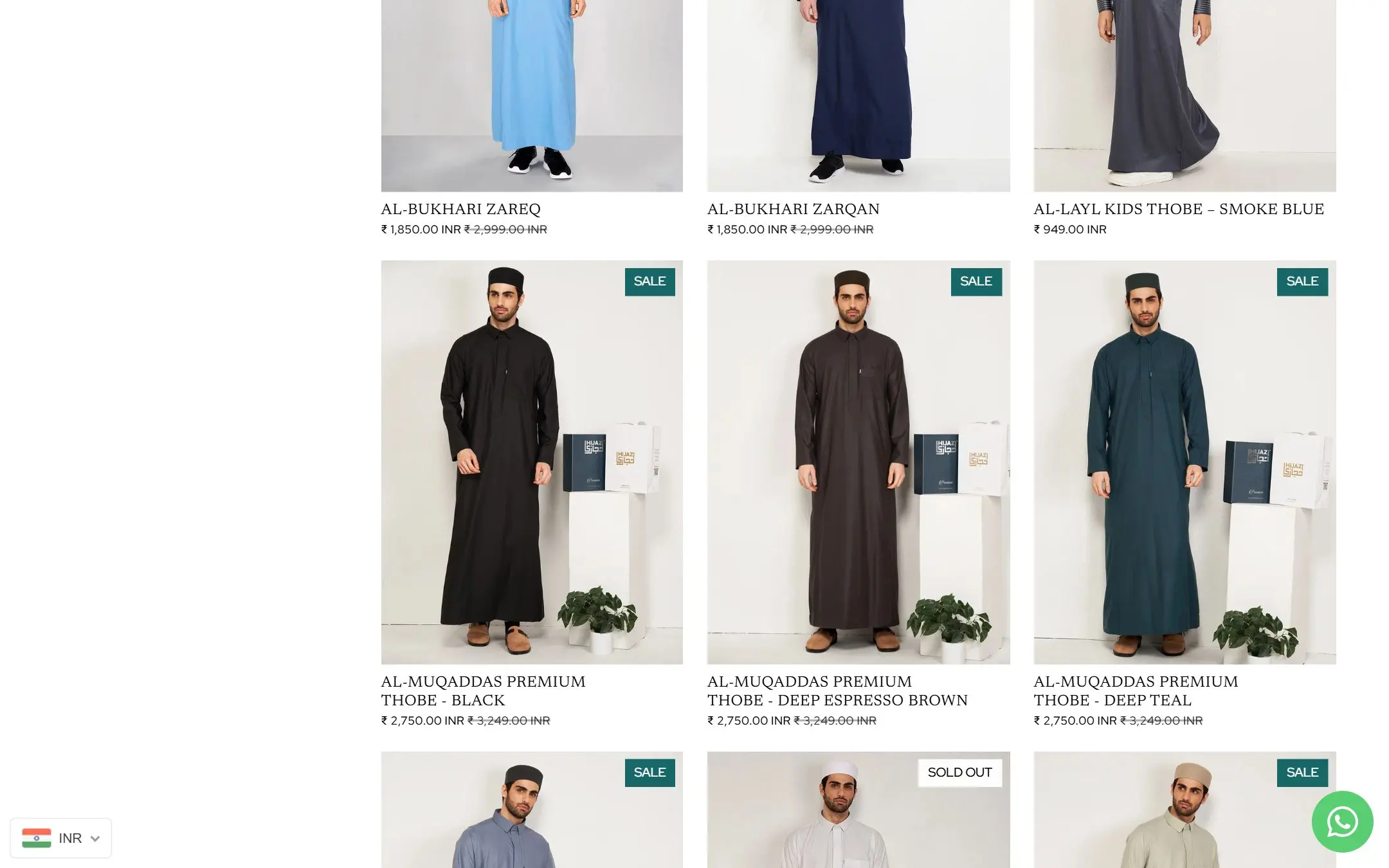 Hijazi Thobe: Collection page with sale and sold-out badges