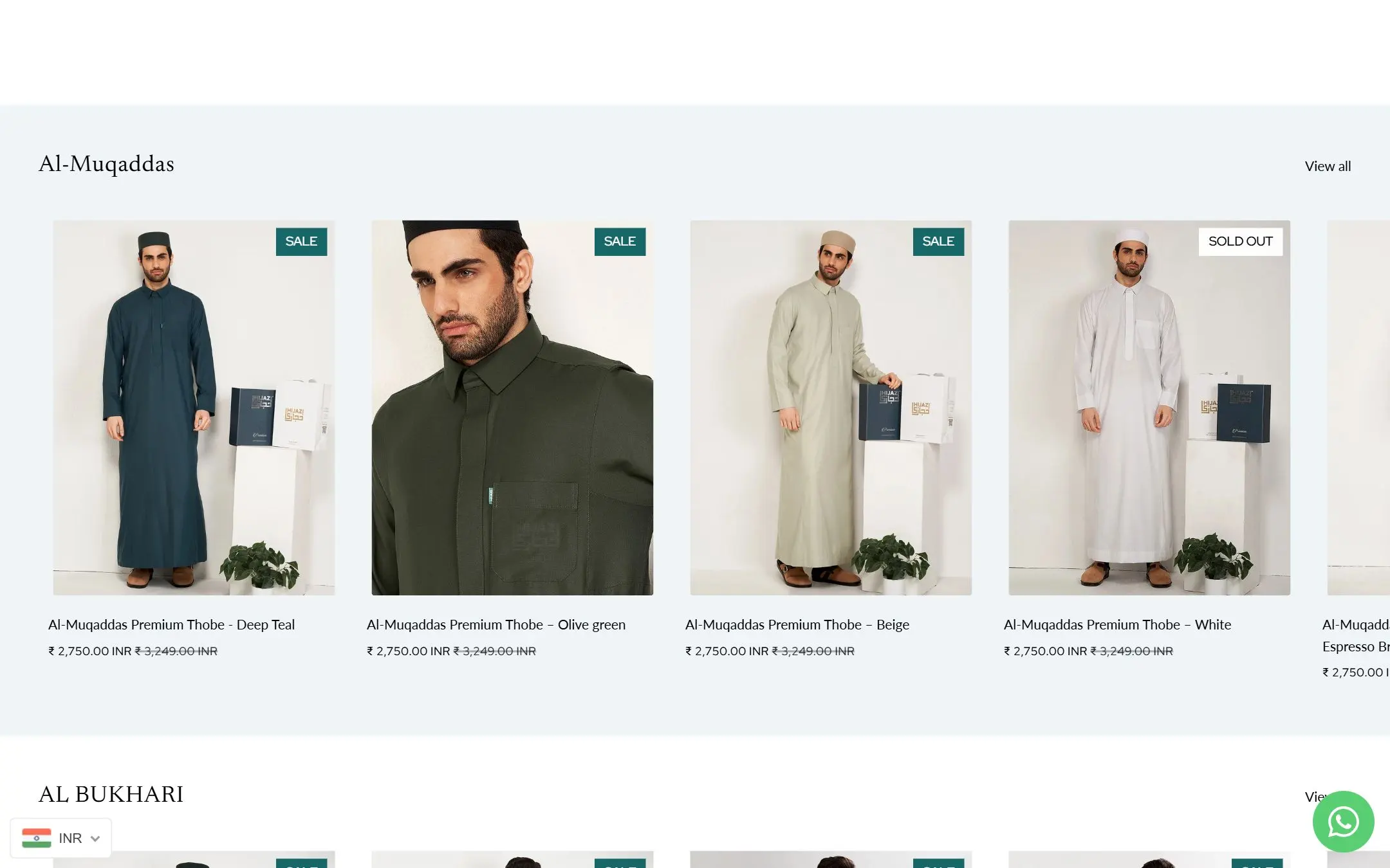 Hijazi Thobe: Featured collections on the homepage